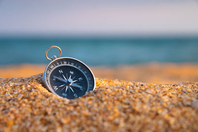 Close-up of navigational compass