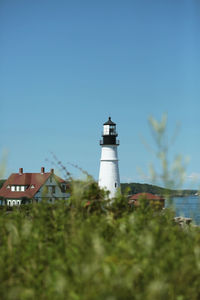Portland head lighthouse on a clear summer day