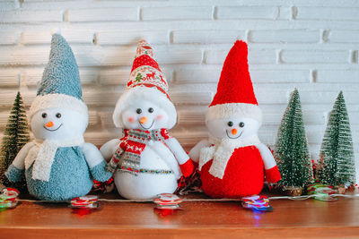 Close-up of christmas decorations on table