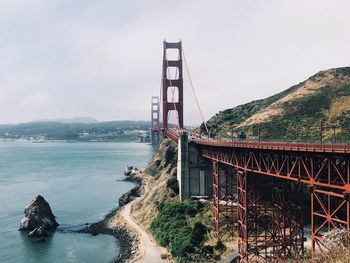 View of suspension bridge against sky