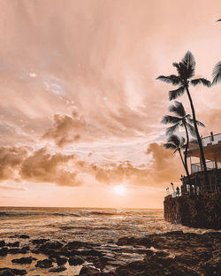 Scenic view of sea against sky at sunset