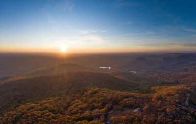 Scenic view of landscape against sky during sunset