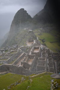 Aerial view of a ruins of a mountain