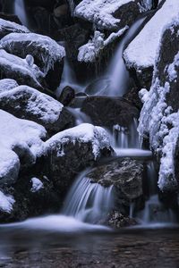 Scenic view of waterfall in winter 