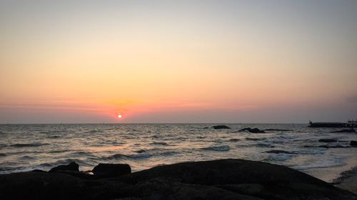 Scenic view of sea during sunset