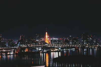 Bridge over river at night