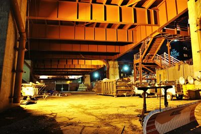 View of construction site at night