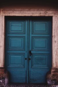 Close-up of closed door of house