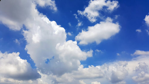 Low angle view of clouds in blue sky