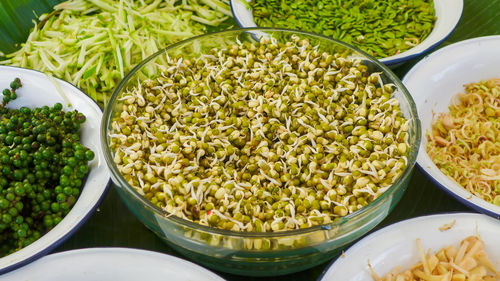 High angle view of vegetables in bowl