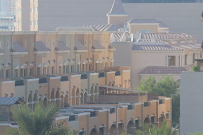 High angle view of buildings in city