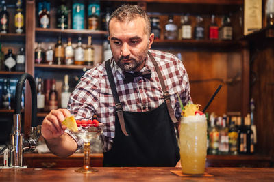Portrait of a man with ice cream