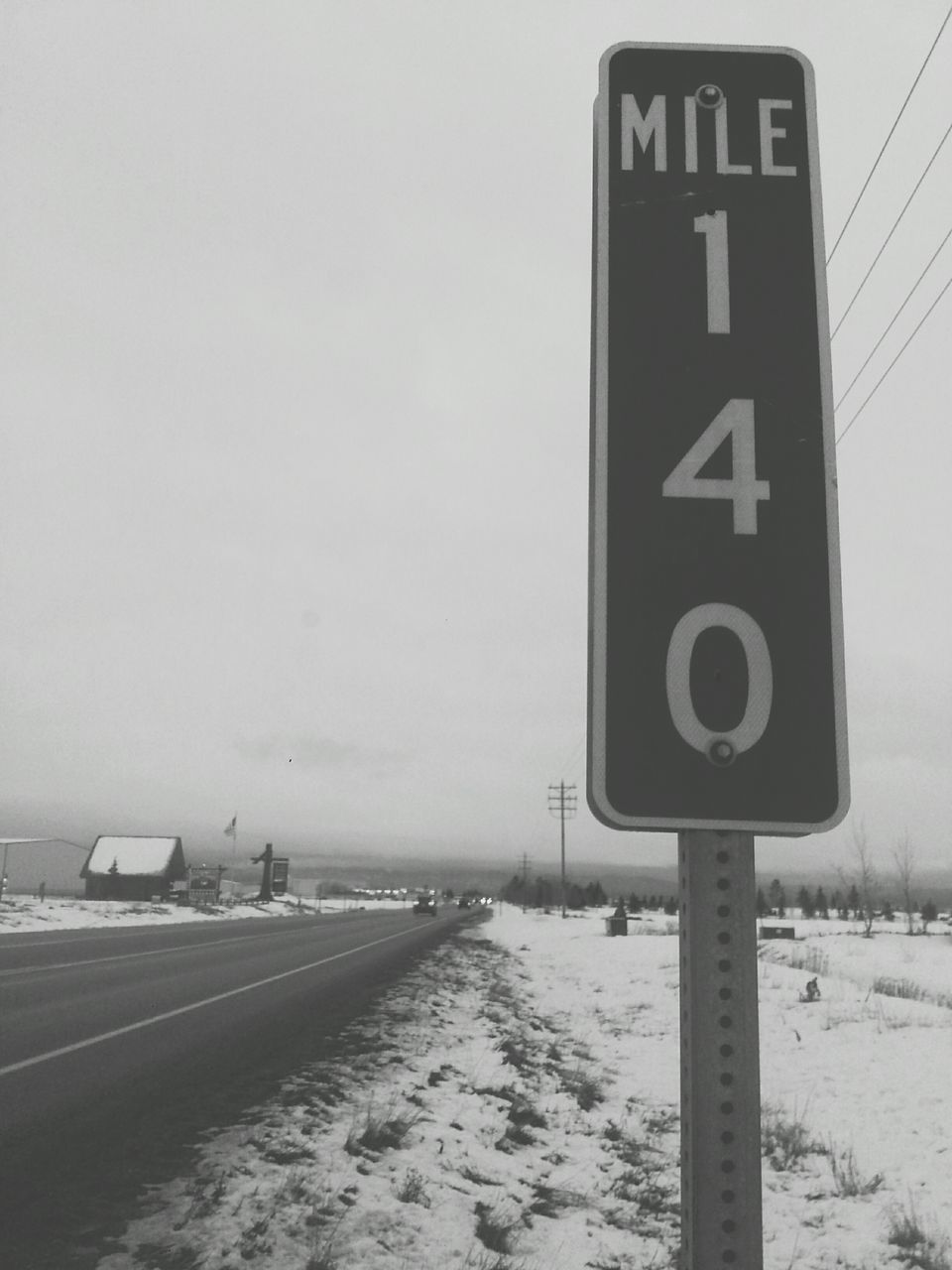 communication, text, transportation, western script, guidance, road sign, information sign, sign, clear sky, winter, snow, road, mode of transport, warning sign, number, cold temperature, arrow symbol, copy space, day, car