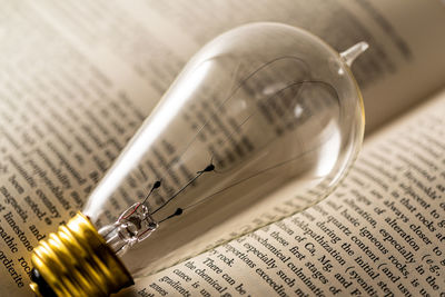 Close-up of open book on table