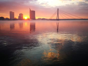 Scenic view of sea against sky during sunset