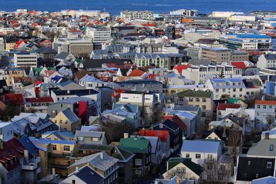 High angle view of reykjavik 