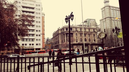 People walking on city street