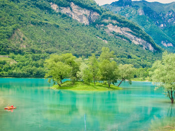 Scenic view of lake by trees