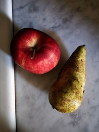 High angle view of apple on table