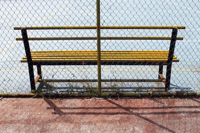 Bench in the abandoned basket ball field