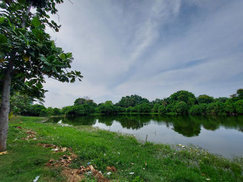 Scenic view of lake against sky