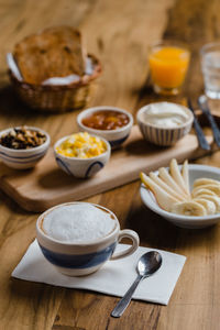 High angle view of food on table