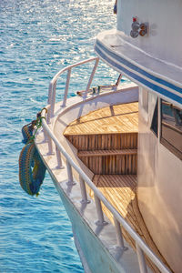 High angle view of boat sailing in swimming pool