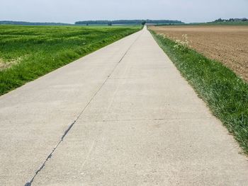 Dirt road passing through field
