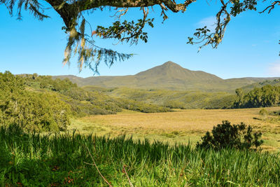 Scenic view of mountains against sky at mount kenya national park 