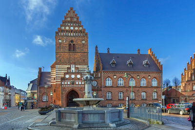 Town hal in roskilde is 19th century building in neo-gothic style, denmark