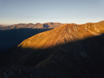 View of volcanic landscape against clear sky