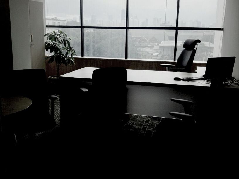 indoors, table, chair, window, home interior, absence, empty, domestic room, furniture, transparent, glass - material, restaurant, dining table, book, no people, still life, day, living room, office, reflection