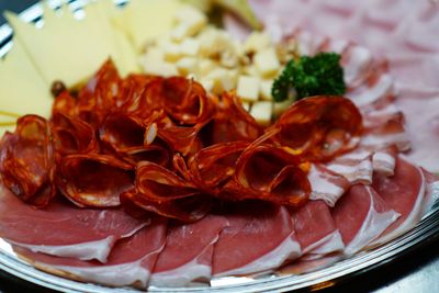 Close-up of served food in plate