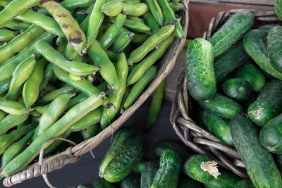 High angle view of vegetables for sale in market