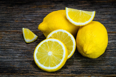 High angle view of oranges on table