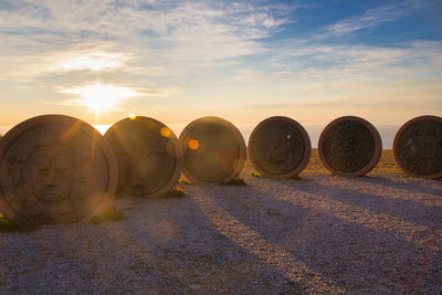 Hay bales on field