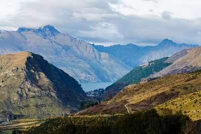 Scenic view of mountains against sky