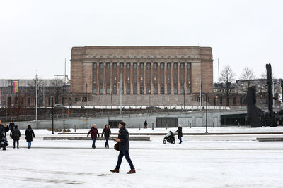 People walking in snow