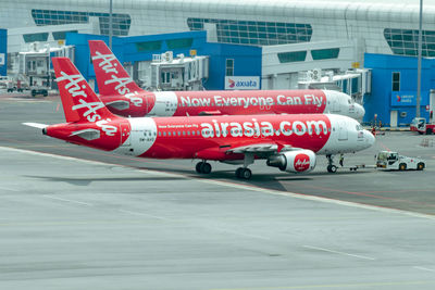 View of airplane on airport runway