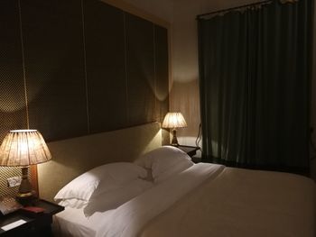 Electric lamp on bed