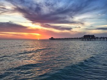 Scenic view of sea at sunset