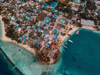 High angle view of tourist on beach