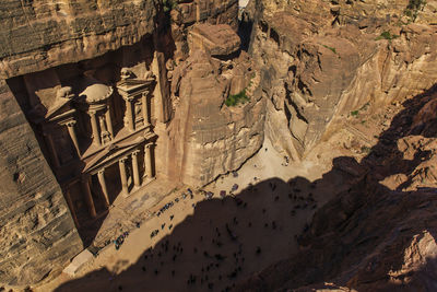 High angle view of rock formations