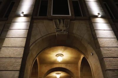 Low angle view of illuminated ceiling in building