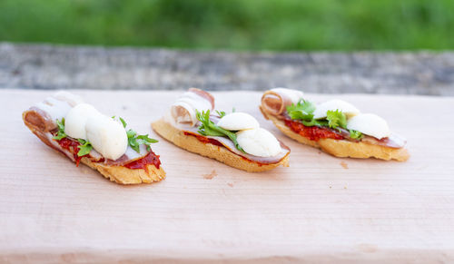 Close-up of food on table