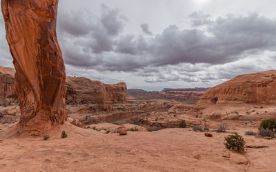 Rugged terrain and red rock formations in the stunning scenery around moab