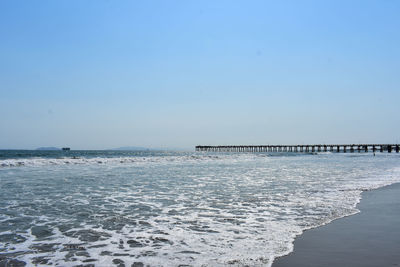 Scenic view of sea against clear sky