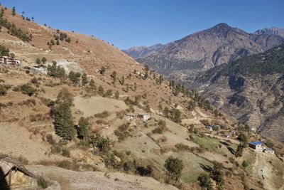 Scenic view of mountains against clear sky