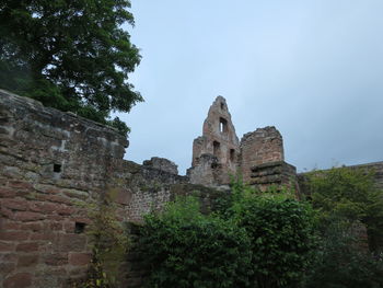 Low angle view of old building against sky