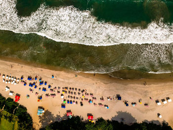 High angle view of people on beach